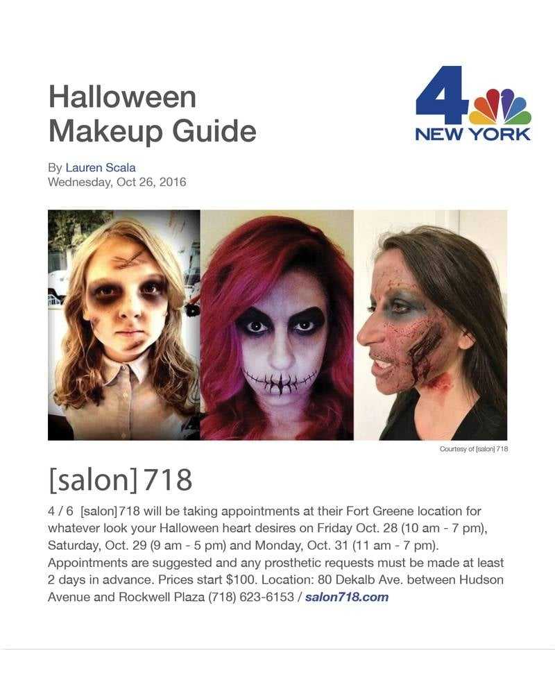 Halloween makeup ideas with skeletal, zombie, and stitched face designs featured by [salon]718.