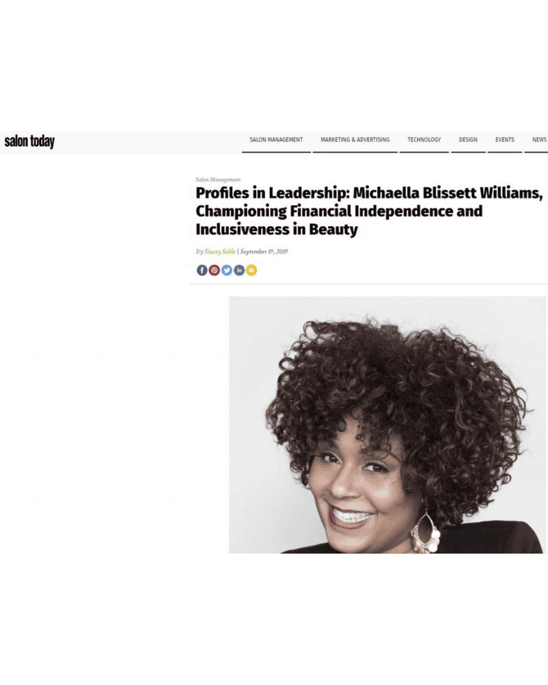 “Article on Michaella Blissett Williams: leadership in financial independence and beauty inclusivity.”