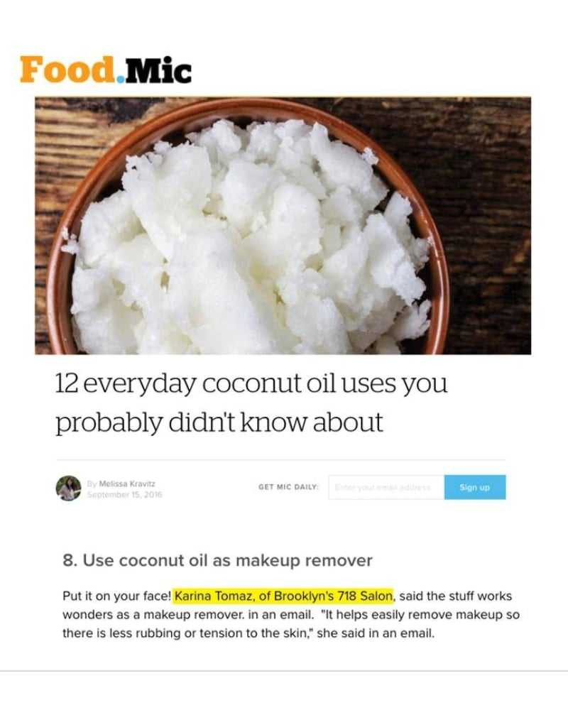 Coconut oil in a bowl with text: "Use coconut oil as makeup remover" suggestion.