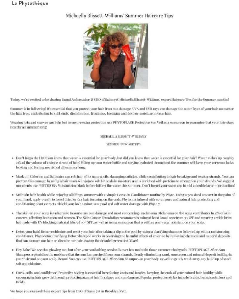 Summer haircare tips from CEO Michaella Blissett-Williams with key do's and don'ts for healthy hair.